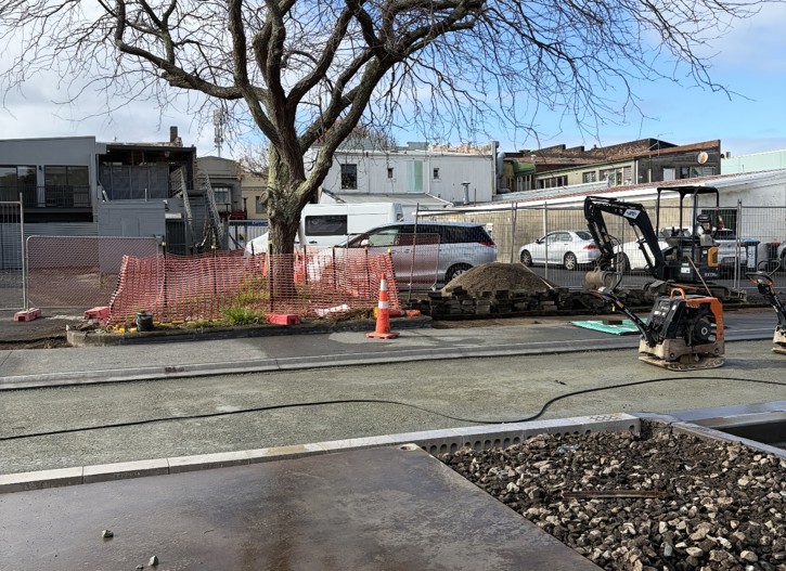 Newly Laid Footpaths And Road Being Compacted On Gerrard Beeson Place