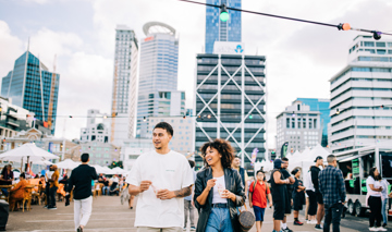Couple Enjoying Icecream On Auckland Waterfront