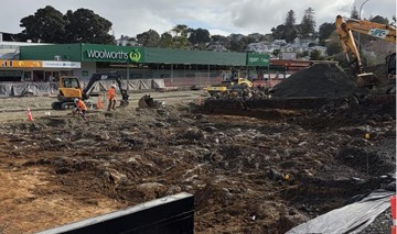 A Solidified Lava Flow Uncovered Near Church St. This Area Will Be Refilled And Levelled To Create The New Parking Area.