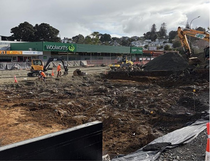 A Solidified Lava Flow Uncovered Near Church St. This Area Will Be Refilled And Levelled To Create The New Parking Area.
